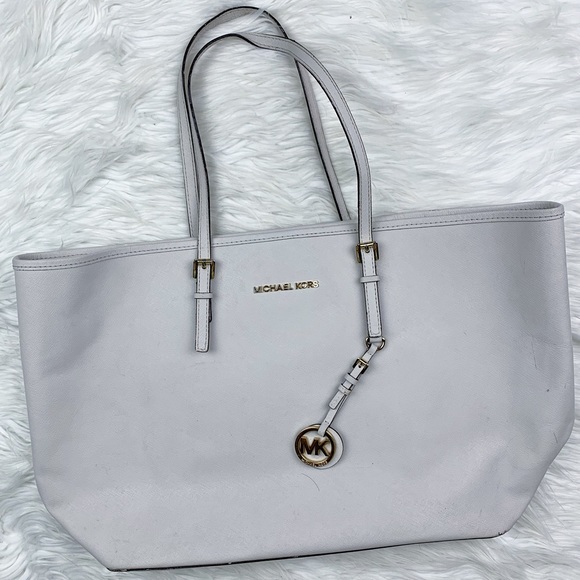 Michael Kors Handbags - Michael Kors Jet Set Travel Extra Small Carryall Tote Bag Saffiano Leather White